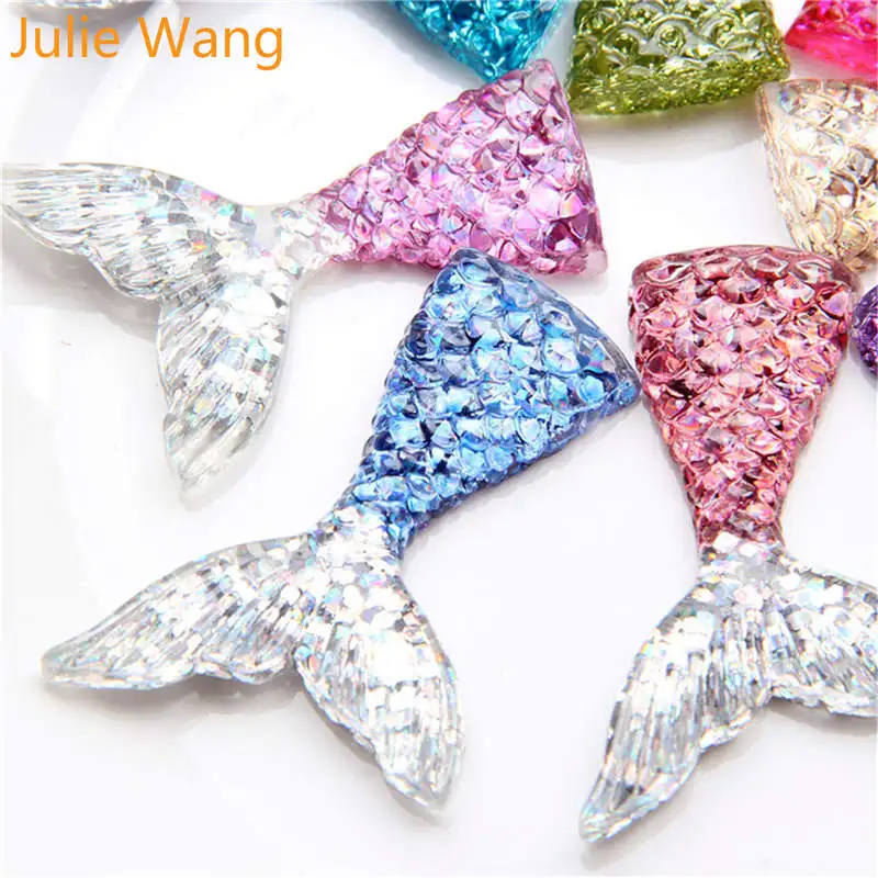 Julie Wang 10 шт. Разноцветные Подвески из смолы с хвостом русалки ручной работы