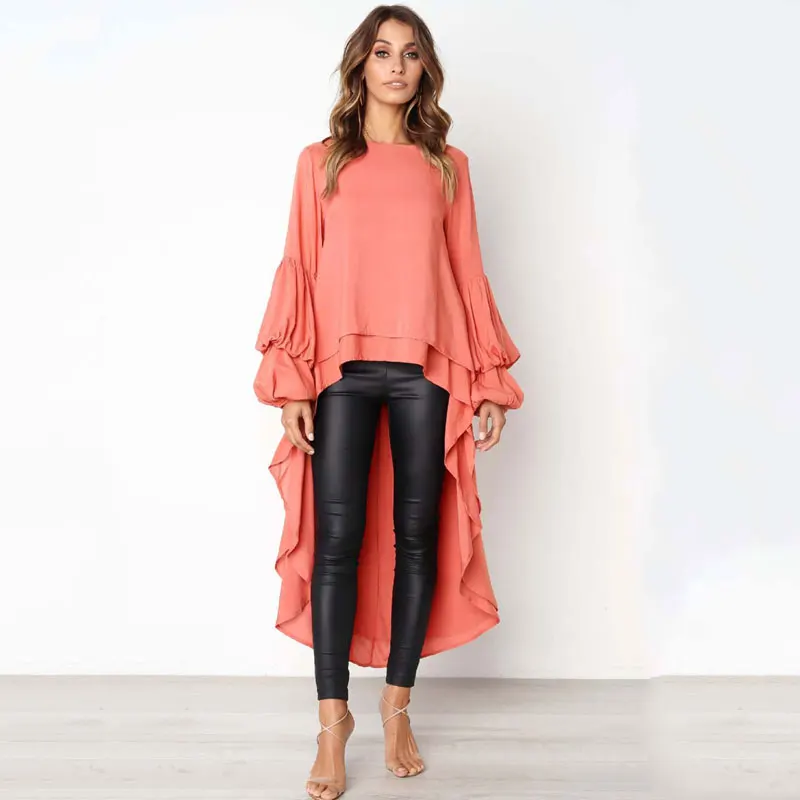 Autumn Sexy Loose Dress Asymmetrical Shirt Women Ruffle Dresses Long sleeve Clothing Female Patchwork Ladies | Женская одежда