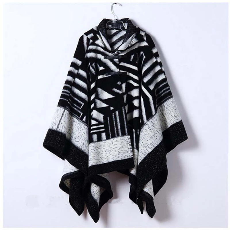 Женское пончо Wnter пальто кардиган накидка с капюшоном кашемировая шаль шарфы