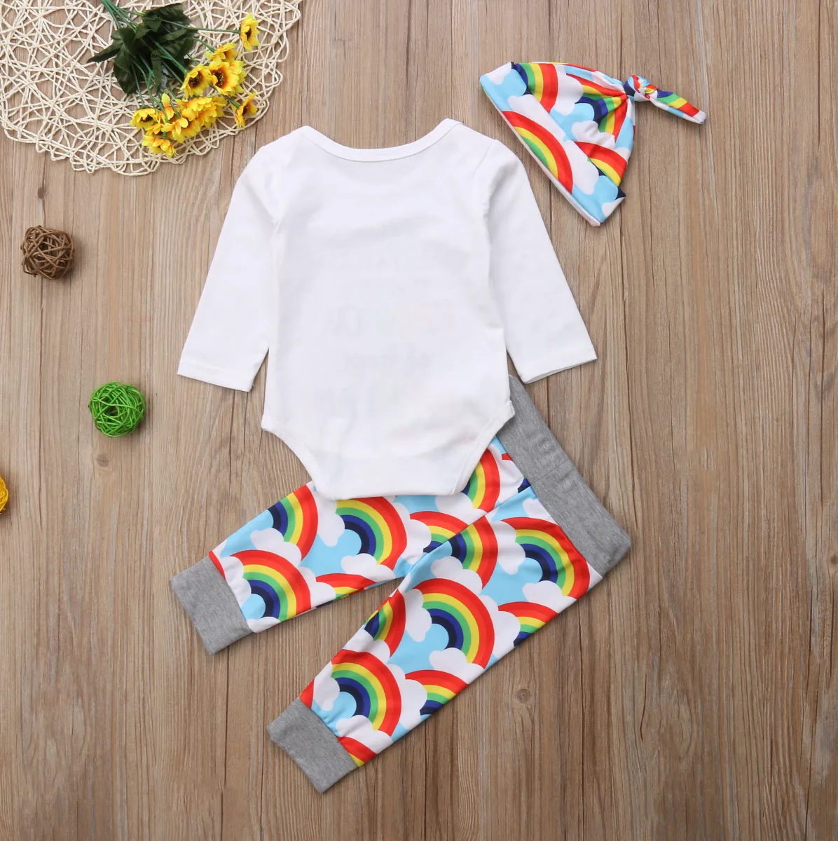 Модный осенний комплект из 2 предметов Радужный Комбинезон для маленьких