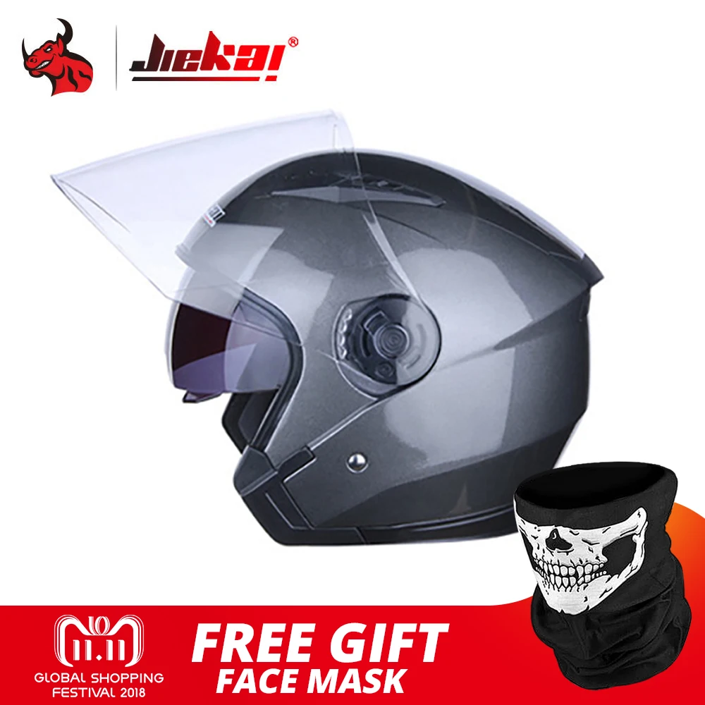 Мотоцикл Jiekai шлем откидной двойной козырек Мото шлем Capacete Para Motocicleta Cascos Para Moto Capacetes для мужчин и женщин - Цвет: Серый