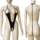 Сексуальное блестящее цельное бикини с металлическим блеском без чашек, микрокини, купальник с открытой промежностью, халтер, трико, боди, популярное женское нижнее белье