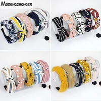 2019 cute knot hairbands headbands for women girls fabric floral print hairband no slip wide hair band fashion hair accessories