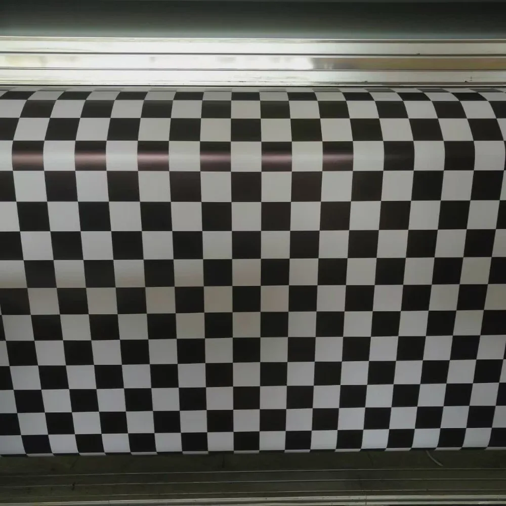 Глянцевая черная белая в клетку виниловая оболочка для кузова автомобиля полосы
