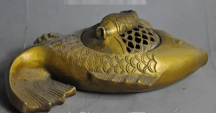 7 &quotотмечен Старый Китайский Фэншуй Рыбная статуя золотой рыбки курильница для