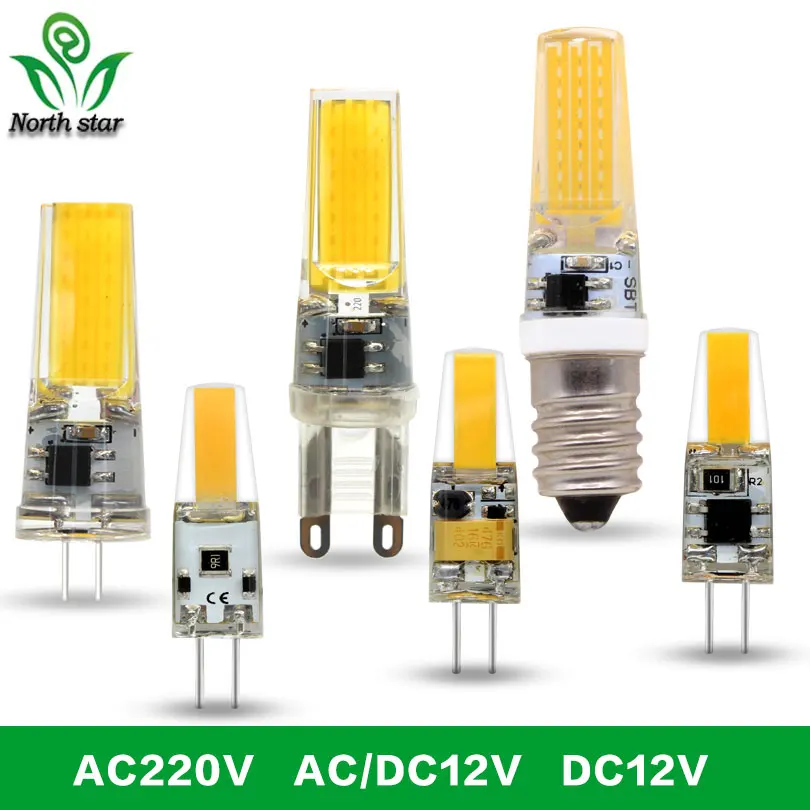 Светодиодная лампа 2017 года G4 G9 E14 AC / DC 12V 220V 3W 6W 9W COB Bulb Dimmable для кристальных люстр.