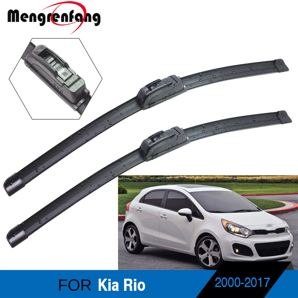 Для Kia Rio автомобильные аксессуары щетки стеклоочистителя лобовое стекло мягкие резиновые стеклоочистители J крюковые рычаги 2000