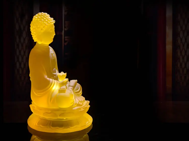 

Tibetan Buddhism Yellow glass Buddha Glaze Glass Buddha statue