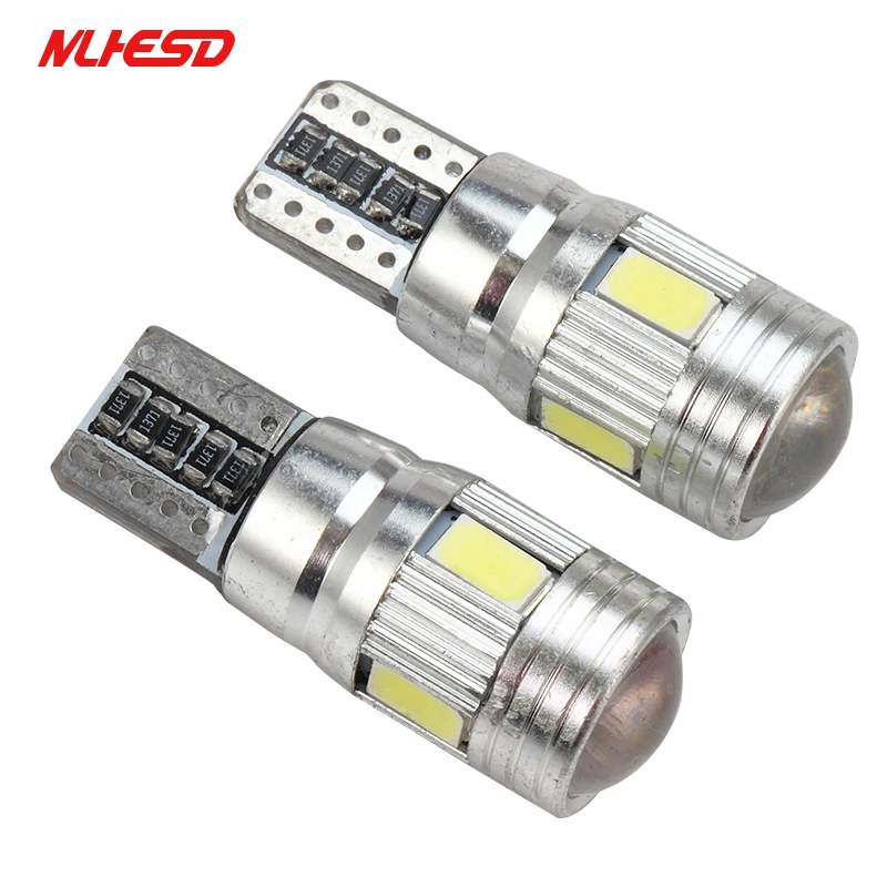 

2pcs T10 W5W LED Bulb 5630 6 SMD For Signal Light Auto Claerance Wedge Side Reverse Trunk Lamp No error 12V 6000K