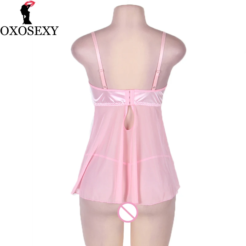 Xxxl 5xl Розовое женское нижнее белье сексуальное ночное одежда для сна кружевное