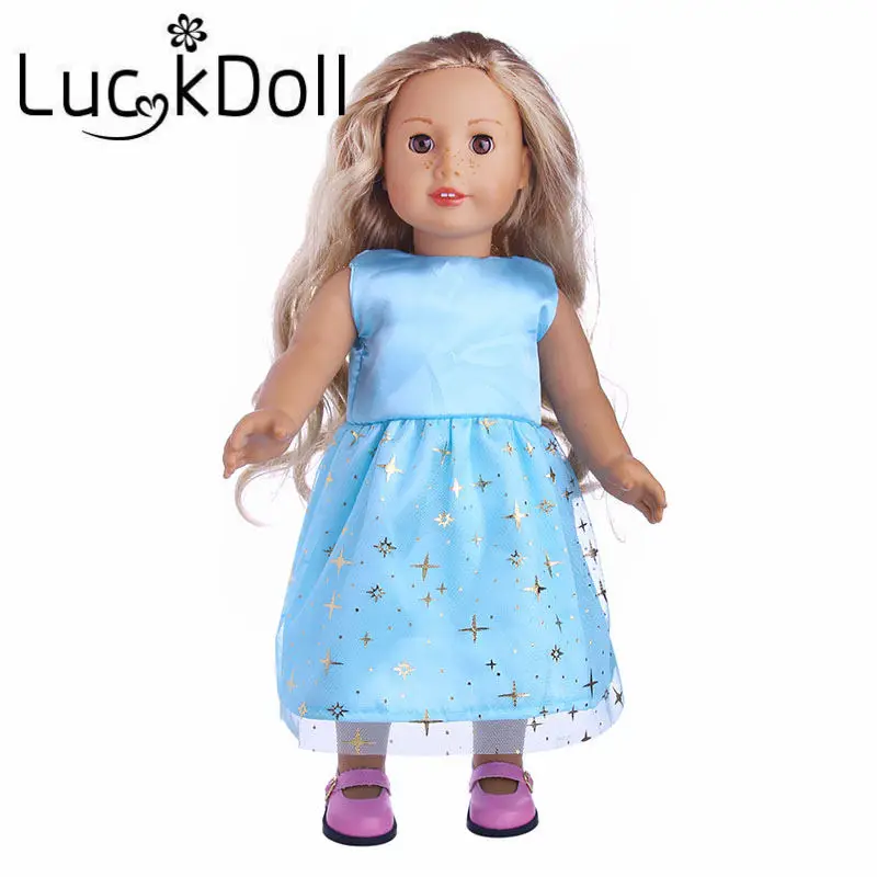 Шифоновое платье LUCKDOLL с принтом подходит для 18 дюймовых американских кукол 43 см