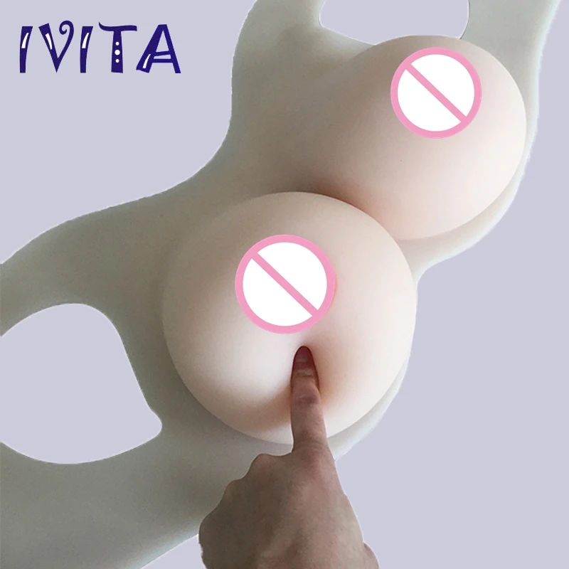 IVITA 4100g White Silicone Breast Forms Artifical False Fake Boobs For Crossdresser Transgender Drag-Queen Enhancer |