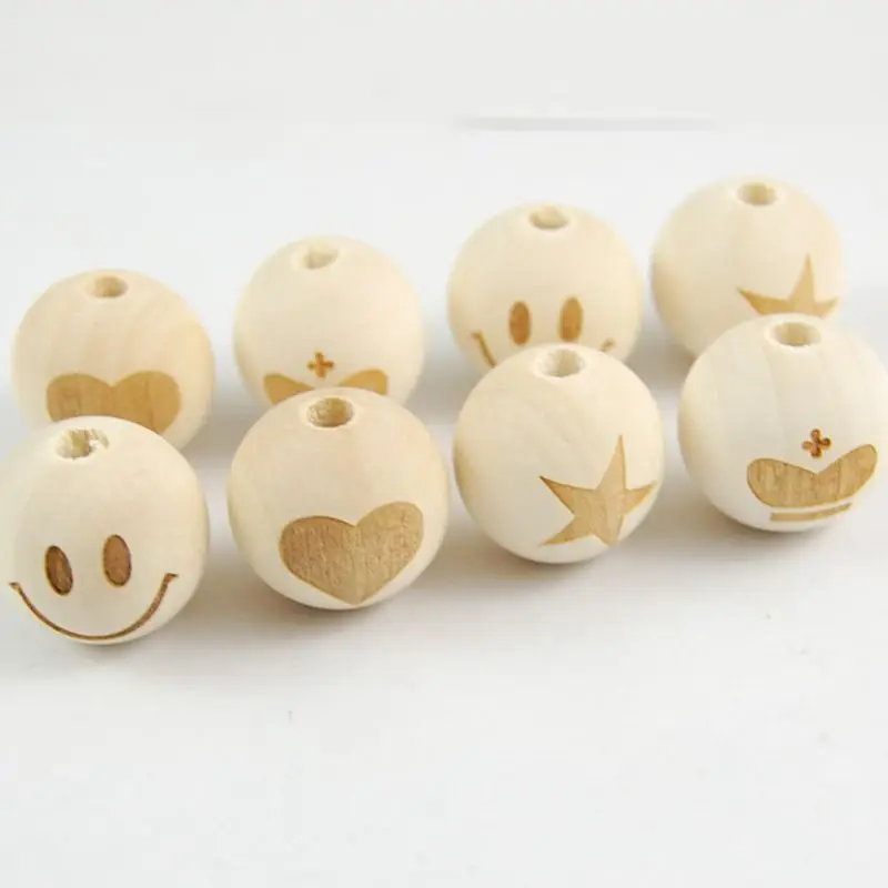 10PCS/set 20mm Laser engraving Wooden beads Natural wooden teeth make jewelry handmade DIY |