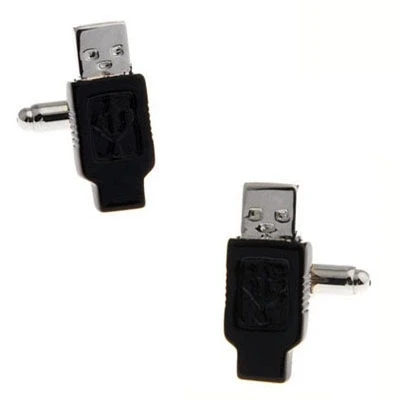 

New Design Factory Price Retail Men's Cufflinks Copper Material triangle Black Colour USB Design Cuff Links Free Shipping