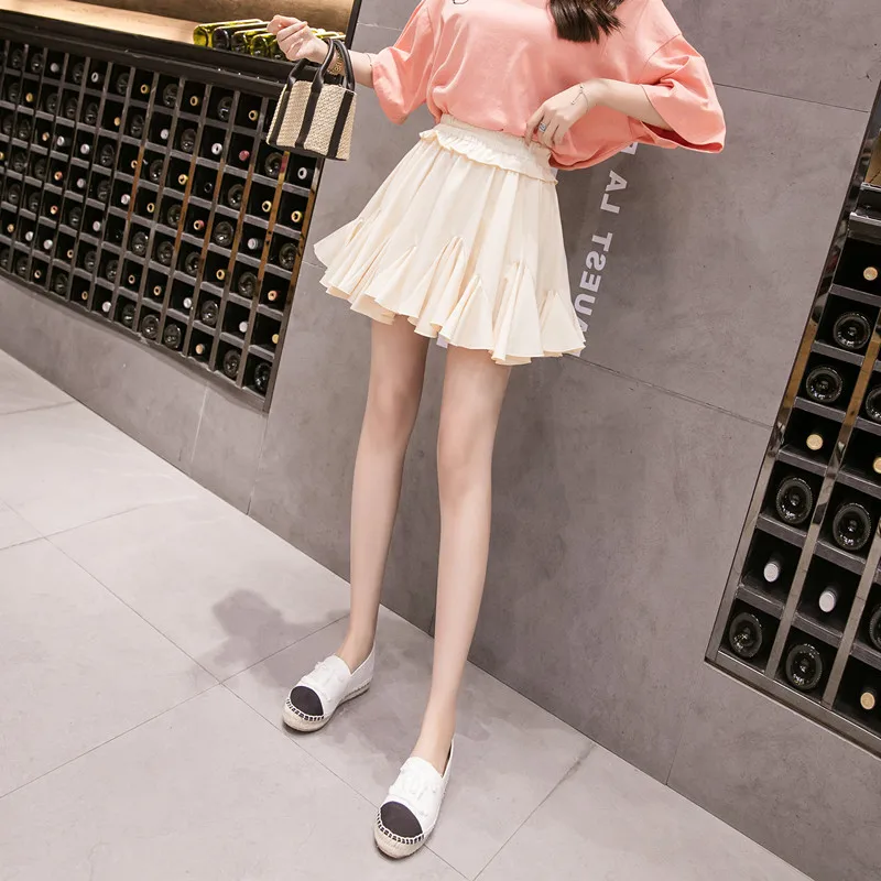 Мини-юбка-Скейтер в Корейском стиле женские мини-юбки s Black Kawaii Короткие A Line |