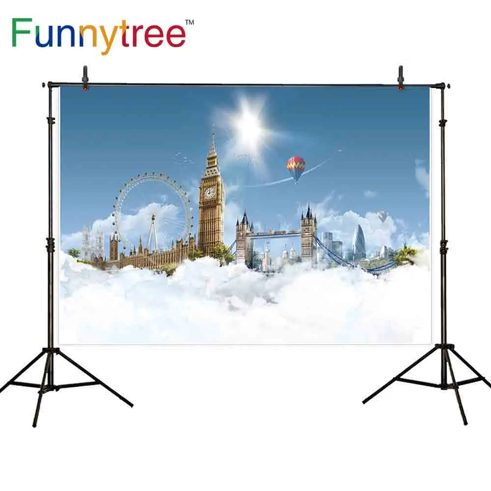 Фоны funnytree для фотостудии знаменитые памятники Лондона Облачная архитектура фон