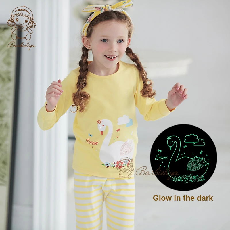 Дети Sleepwear2018 Демисезонный пижамный комплект с длинными рукавами Ночное белье