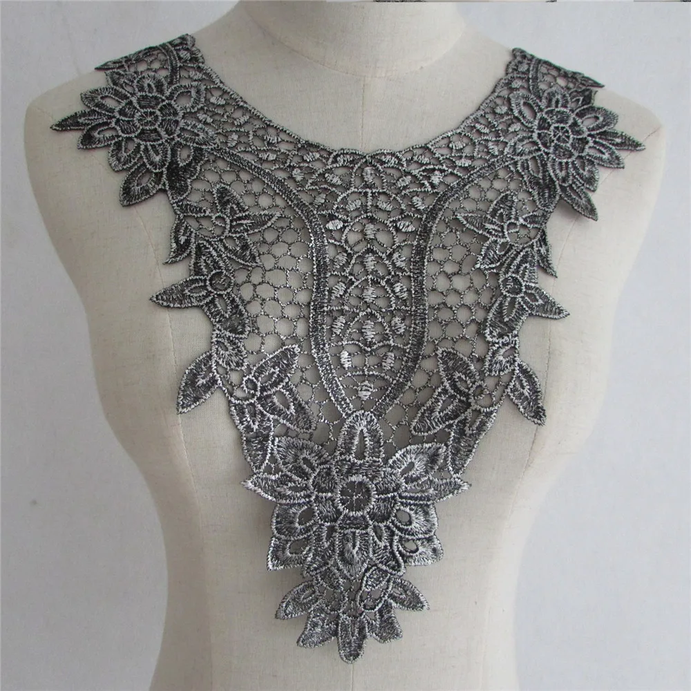 Новый стиль серебряный вышитый цветок кружево декольте ткань сделай сам