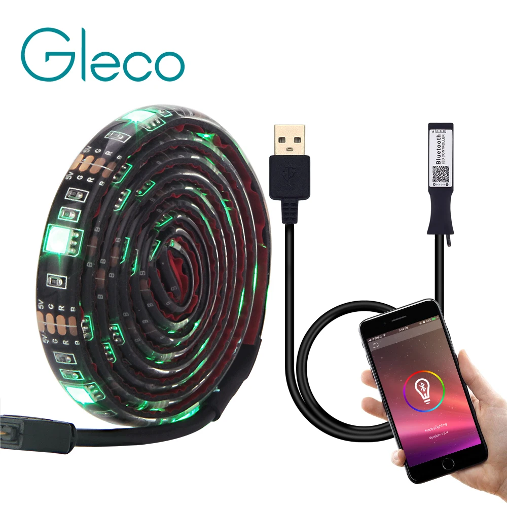 USB светодиодный ная лента 5050 RGB 50 см 1 м 2 Bluetooth управление через приложение/мини