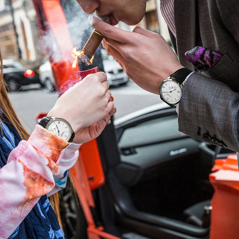 Agelocer Роскошные нарядные часы пара 2 шт Розовое золото автоматические для дня и