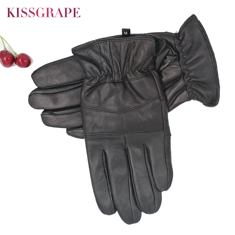 Мужские кожаные перчатки теплые из овчины для вождения зимние 2019|Мужские