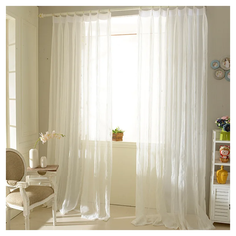 

White Yarn Curtains for Living Room Decoration Window Cotton and linen soft Solid Sheer Voile Kitchen Curtain