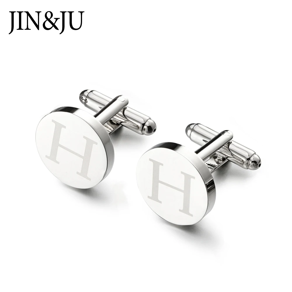 Мужские ювелирные изделия JIN & JU запонки с лазерной надписью A ~ Z буквами от до для