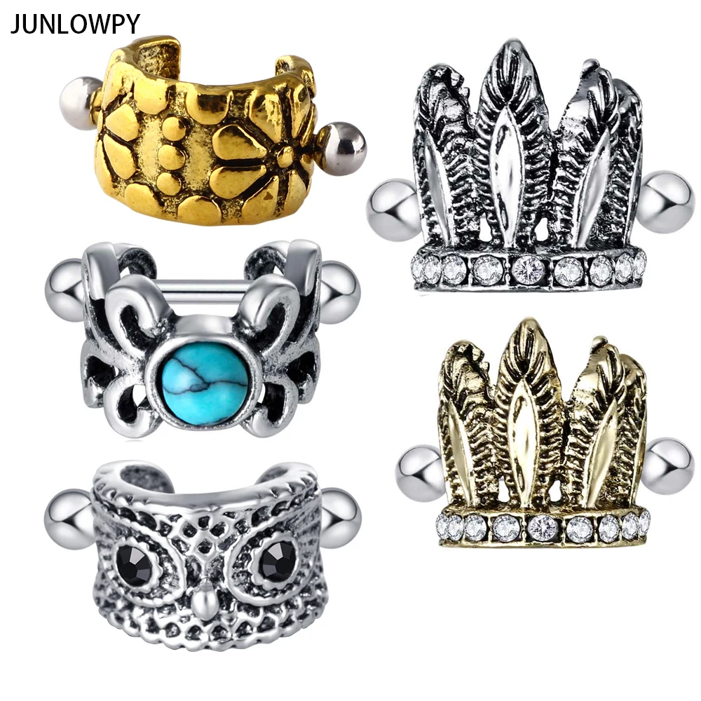 Серьги JUNLOWPY с козелком из хирургической стали Фальшивые в уши завитка
