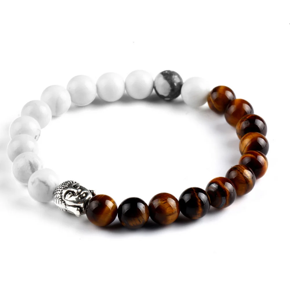 European Fashion Lava Agate Nature Stone Bracelet Charms Buddha Beads 2 Colors Women Wristband Friendship Male | Украшения и