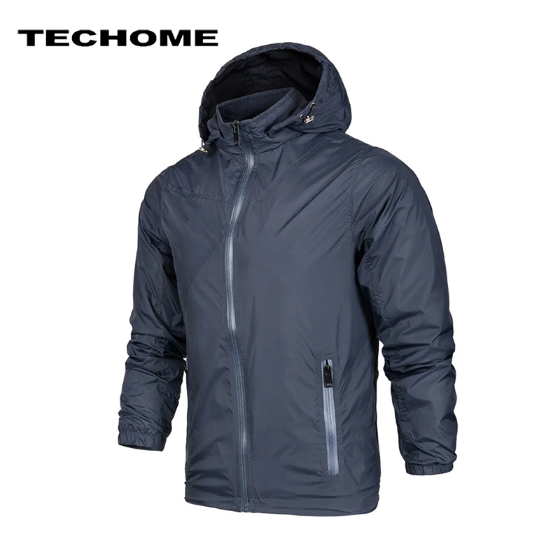 Новая модная мужская куртка повседневная тонкая ветровка с капюшоном модные