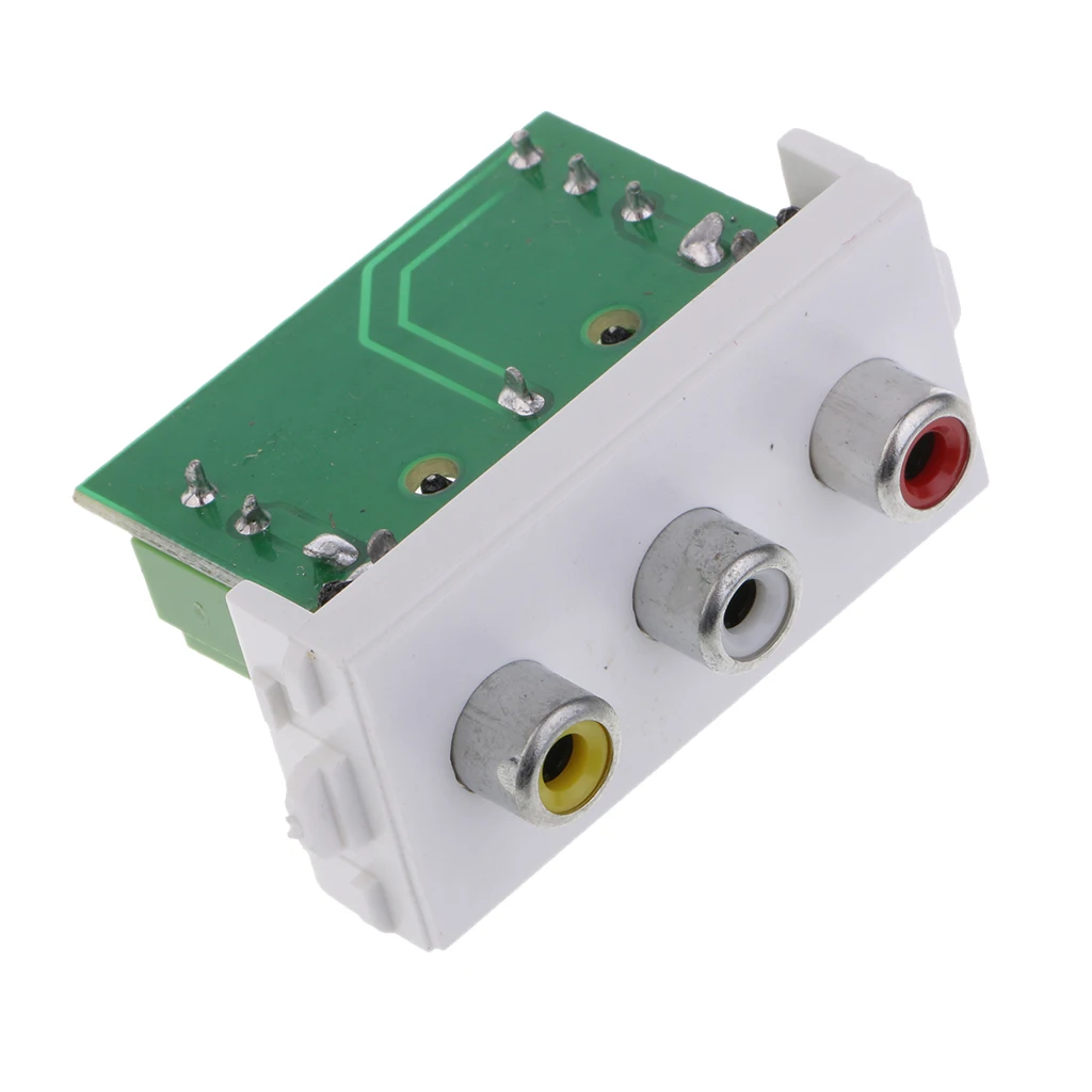Модуль настенной розетки RCA модульная с рамой без пайки для ПК AV ТВ 3 портами
