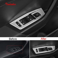tonlinker interior windows control panel cover sticker for volkswagen t roc 2018 car styling 4 pcs stainless steel cover sticker