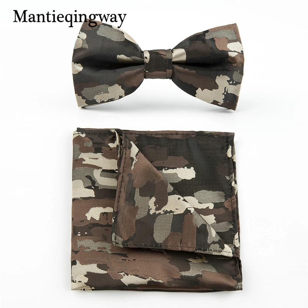Mantieqingway классический деловой Камуфляжный платок с принтом галстук-бабочка набор