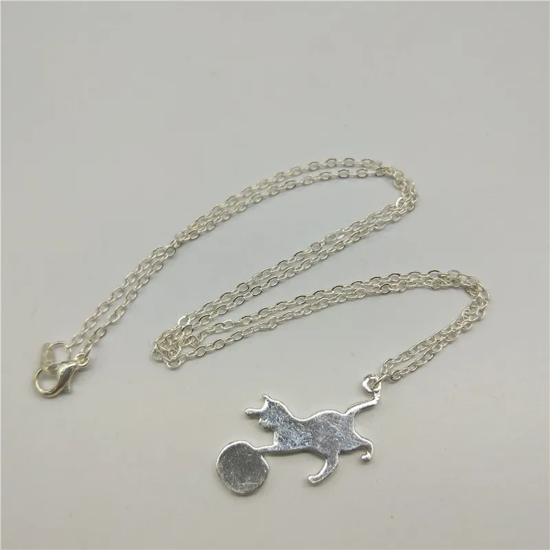 Прекрасная игровая кошка ожерелье подвеска колье для женщин девочек жестяным