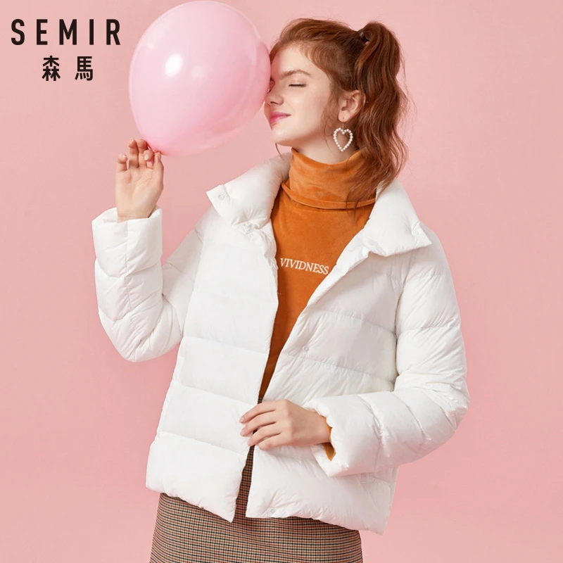 SEMIR размера плюс 2XL 3XL утолщенная зимняя куртка для женщин ультра светильник пуховик стеганые куртки черная повседневная одежда для женщин