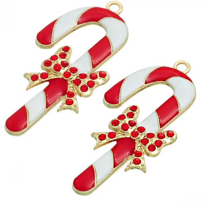 Doreenbeads амулет кулоны рождественские конфеты трость бант золотого цвета узор