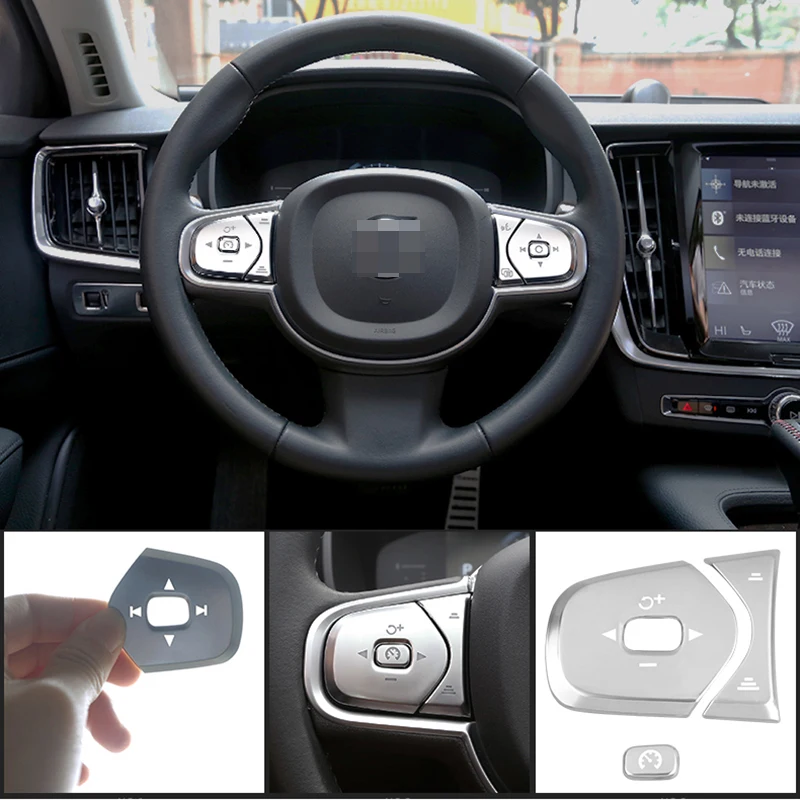 Для Volvo XC60 XC90 S90- ABS хромированный руль отделочное покрытие кнопки автомобиля наклейки Средства для укладки волос 6 шт набор