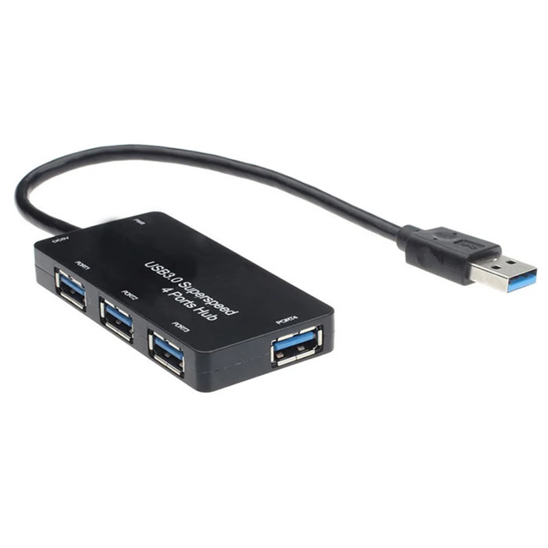 Черный Usb 3,0 концентратор скорости 4 порта USB разветвитель usb-хаб 3,0 адаптер Аксессуары для ноутбуков Hab Usb для ПК компьютер аксессуары для компьютера - Цвет: Черный
