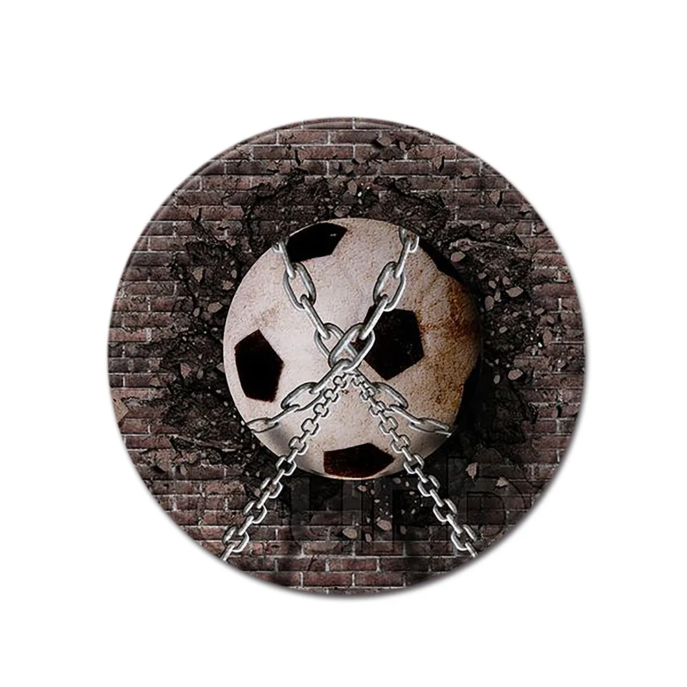 Round Mat 3D Creative Football/Basketball pattern Print carpets for Living Room Bedroom Area Rug Flannel Child Room Decor Carpet