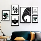 Абстрактная Геометрия домашний декор Скандинавская картина без рамки простой минималистичный животных черный, белый цвет для офиса для стены в спальне отеле арт опора 