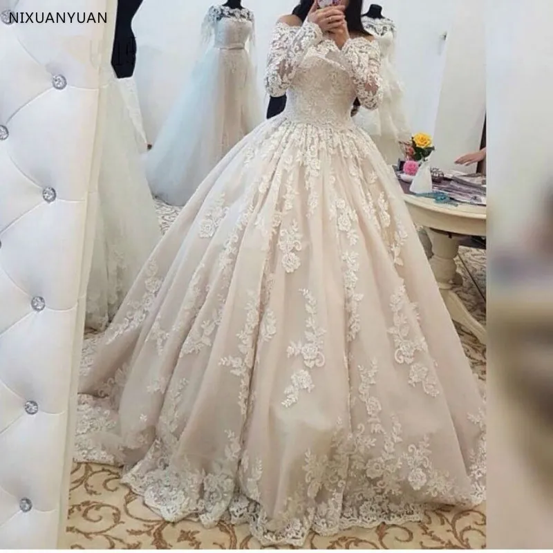 Vestido De Noiva 2021 винтажное бальное платье свадебное es вырез лодочкой кружевное с