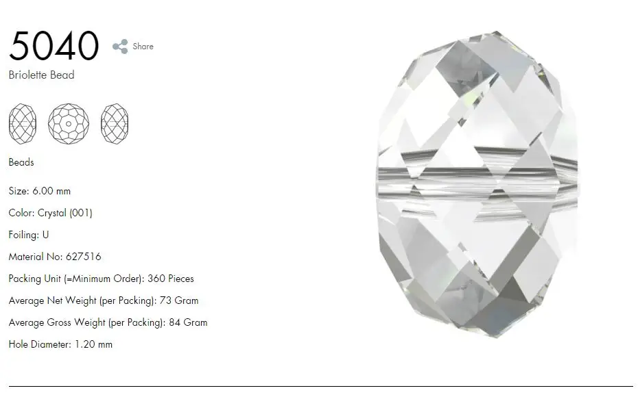 1 шт.) Кристалл от Swarovski 5040 бриолет бисер Сделано в Австрия свободные бусины Стразы для рукоделия ювелирных изделий
