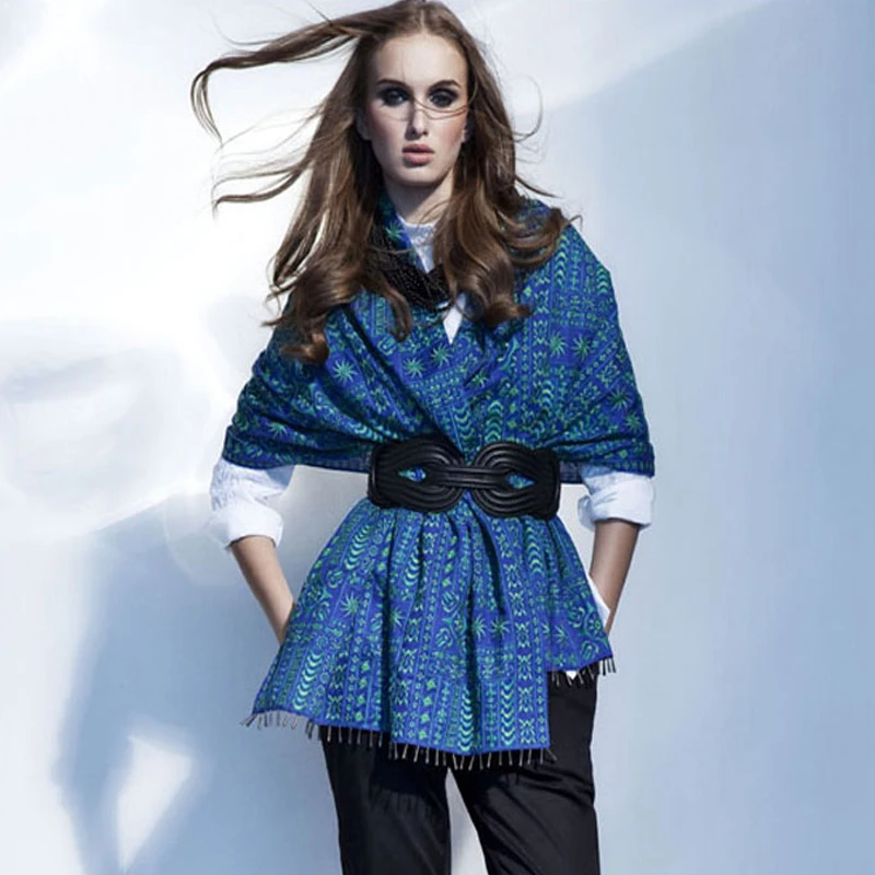 Женский винтажный кожаный ремень широкий плетеный с металлическими эластичными