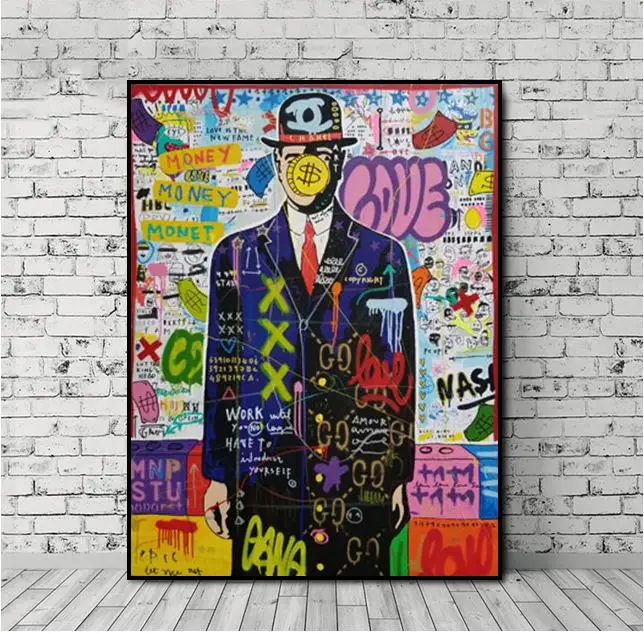 free shipping hand made graffiti pop art oil painting Alec Monopoly good for bedroom decoration