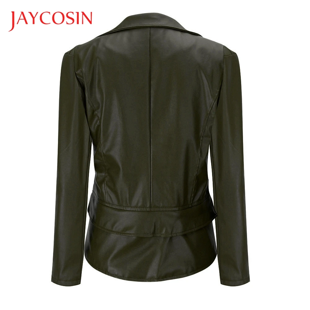 JAYCOSIN Женское зимнее теплое короткое пальто с искусственным воротником кожаная
