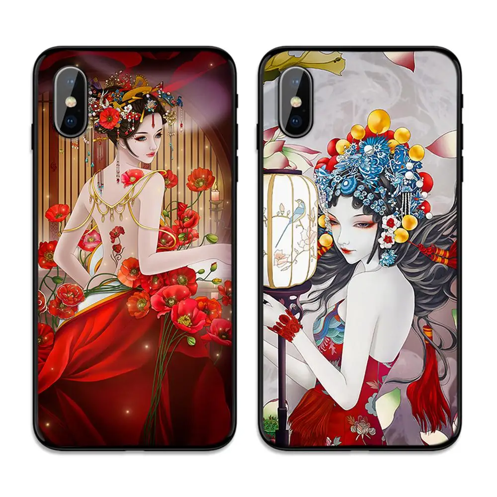 Китайский стиль xizi окрашенные лицо цветной блок Мягкий чехол для Apple iPhone 6 6S 7 8 Plus 5