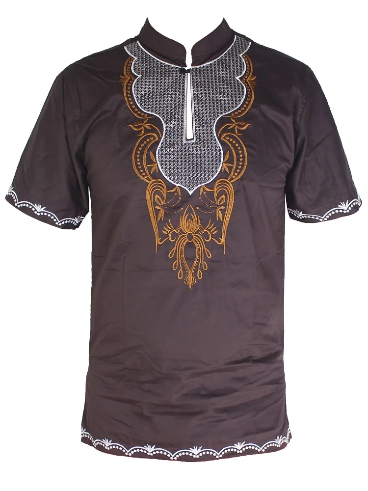 Africa Ethnic Embroidery Short Tunic Dashiki Tops Mens Wedding Wearing Attire | Тематическая одежда и униформа