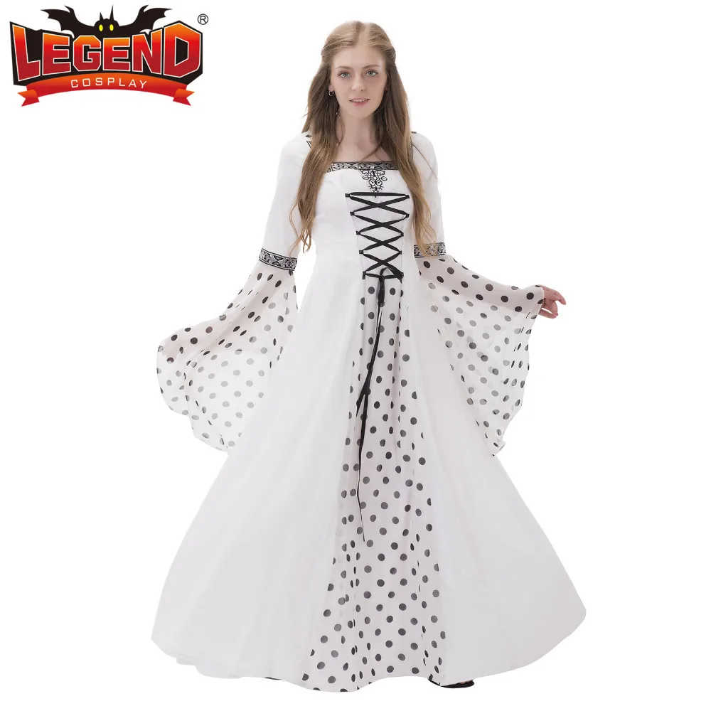 Белое свадебное платье средневекового возрождения искусственное рококо мари