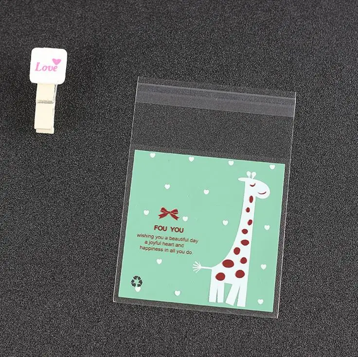 

100 pcs/lot Cute Animal Cookies Packaging Bag Mini Wedding Gift Bag Biscuit Candy Bag Party Supplies 7*7cm