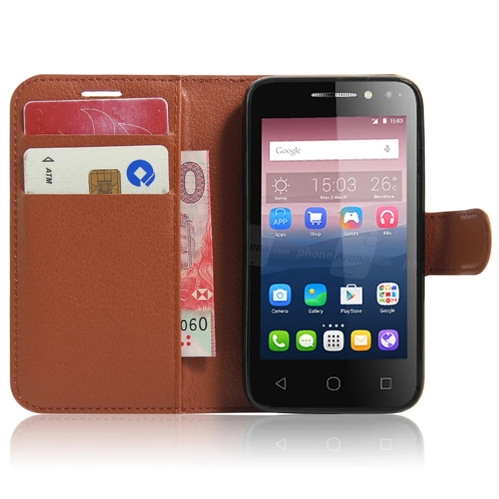 Брендовый кожаный чехол кошелек Cyboris с подставкой и держателем для карт Alcatel One Touch